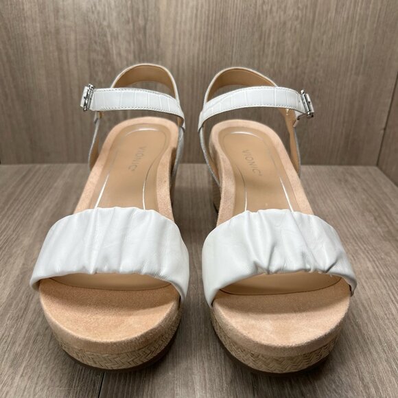 Vionic Aileen Backstrap Platform Wedge Sandals Size 11M Slingback Leather White - Picture 5 of 13